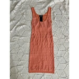 Bebe Coral Bandage Dress Sz S | Made in USA | Cutout Back & Waist Detail Stretch